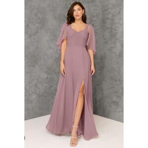 Azazie Adelina Vintage Dusty Rose Bridesmaid Dress Women's Custom Size 4 Mauve